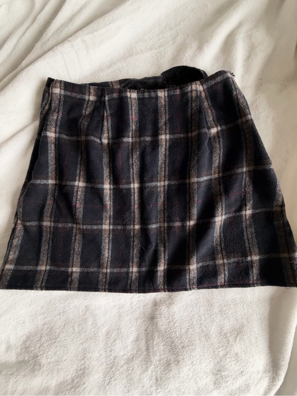 Amazon Black Plaid Mini Skirt with Tan and Gray Accents